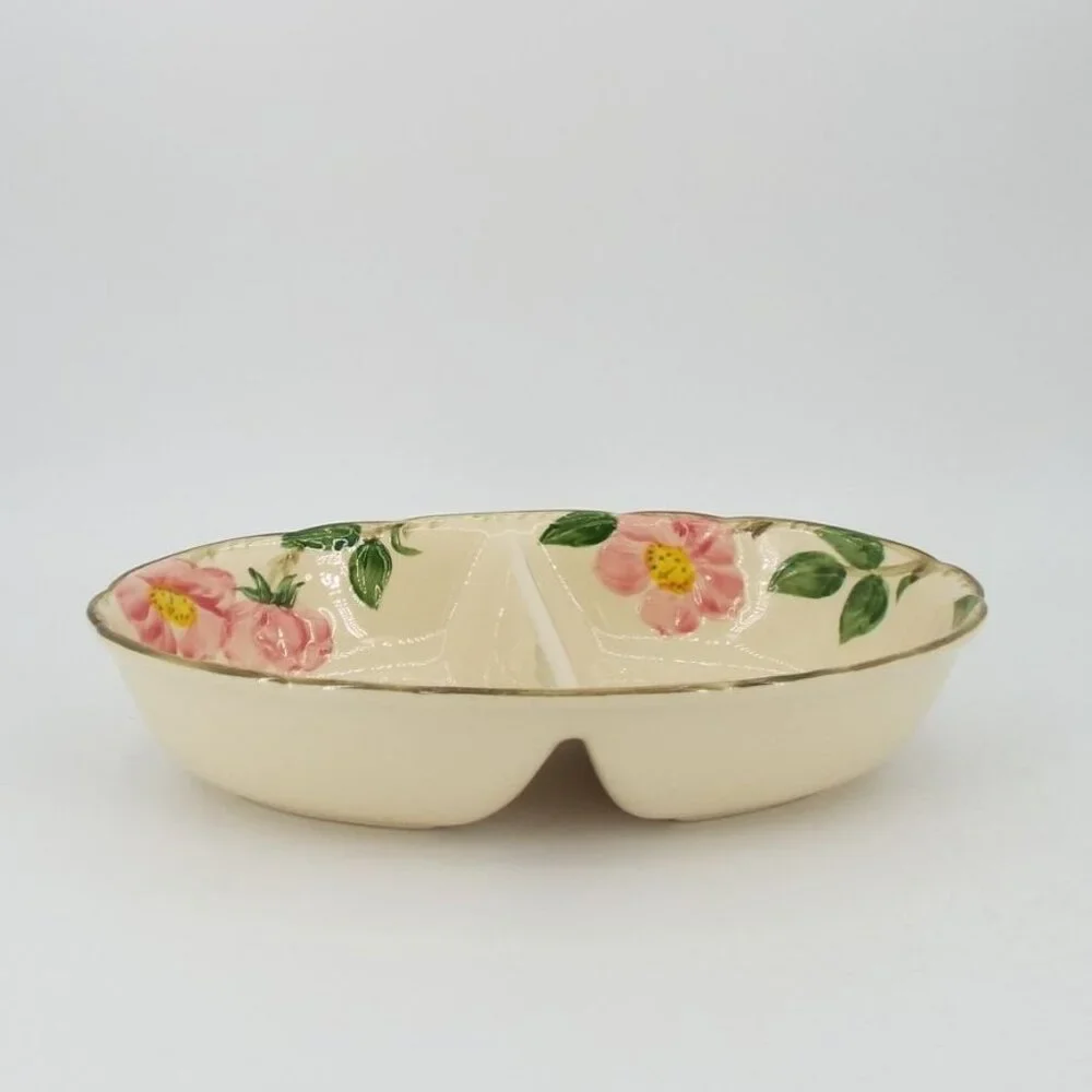 Vintage Franciscan Desert Rose Earthenware Oval Divided Serving Dish
